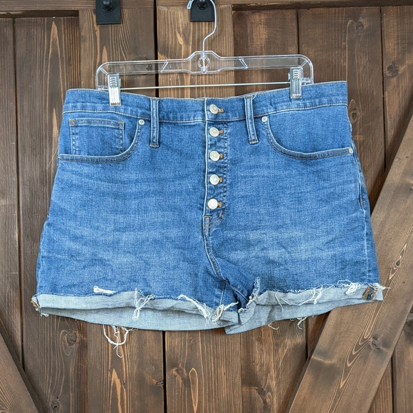 Madewell Pants - Madewell Women's High Rise Denim Button Fly Shorts Medium Wash Size 31